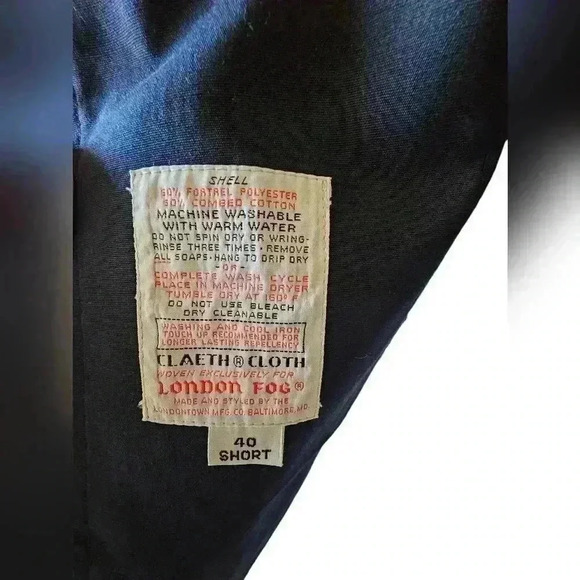 London Fog Double Breasted Dark BlueTrench Coat Size 40 Short. - Picture 15 of 15